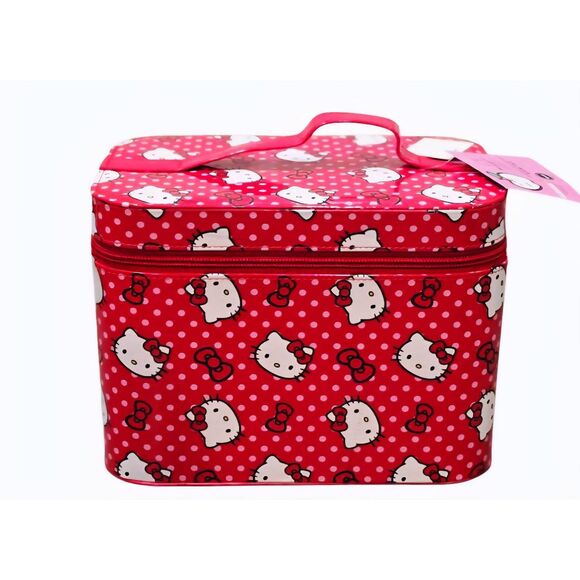 Hello Kitty By Sanrio Bow Logo Vanity Cosmetic Case w/Mirror - Picture 2 of 9